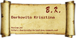 Berkovits Krisztina névjegykártya
